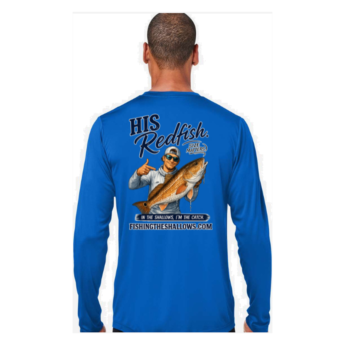 His Redfish – Men's Long Sleeve in True Royal - back view