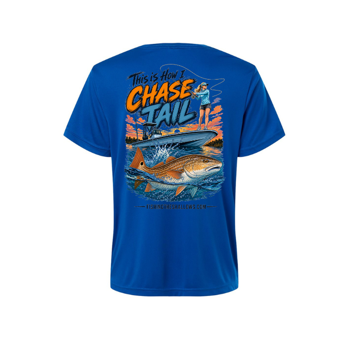 This Is How I Chase Tail – Women's Short Sleeve in True Royal - back view