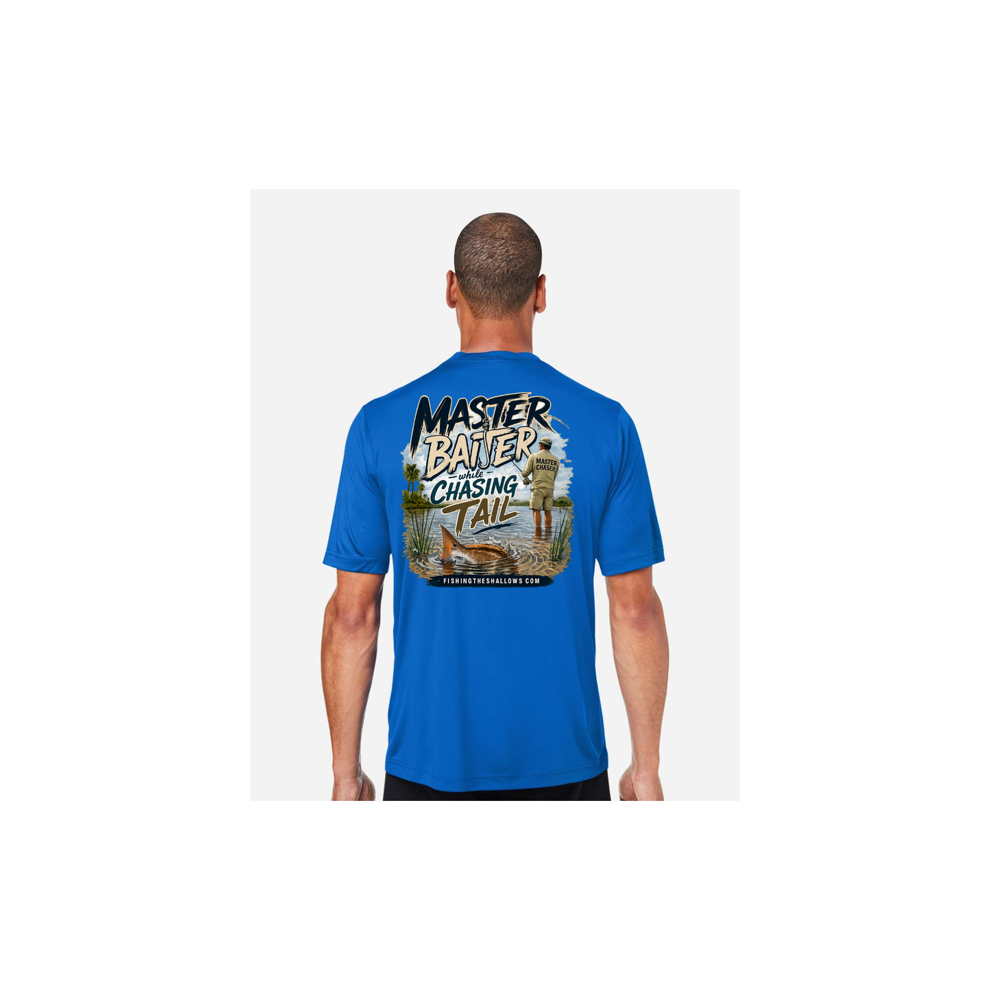 Master Baiter While Chasing Tail – Men's Short Sleeve in True Royal - back view