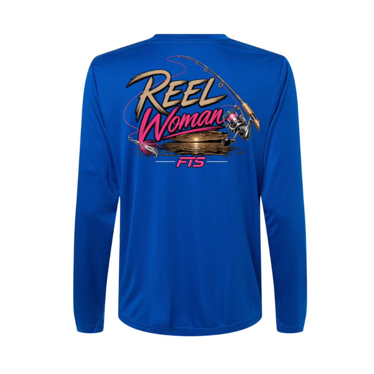 Reel Woman Pink – Women's Long Sleeve in True Royal - back view