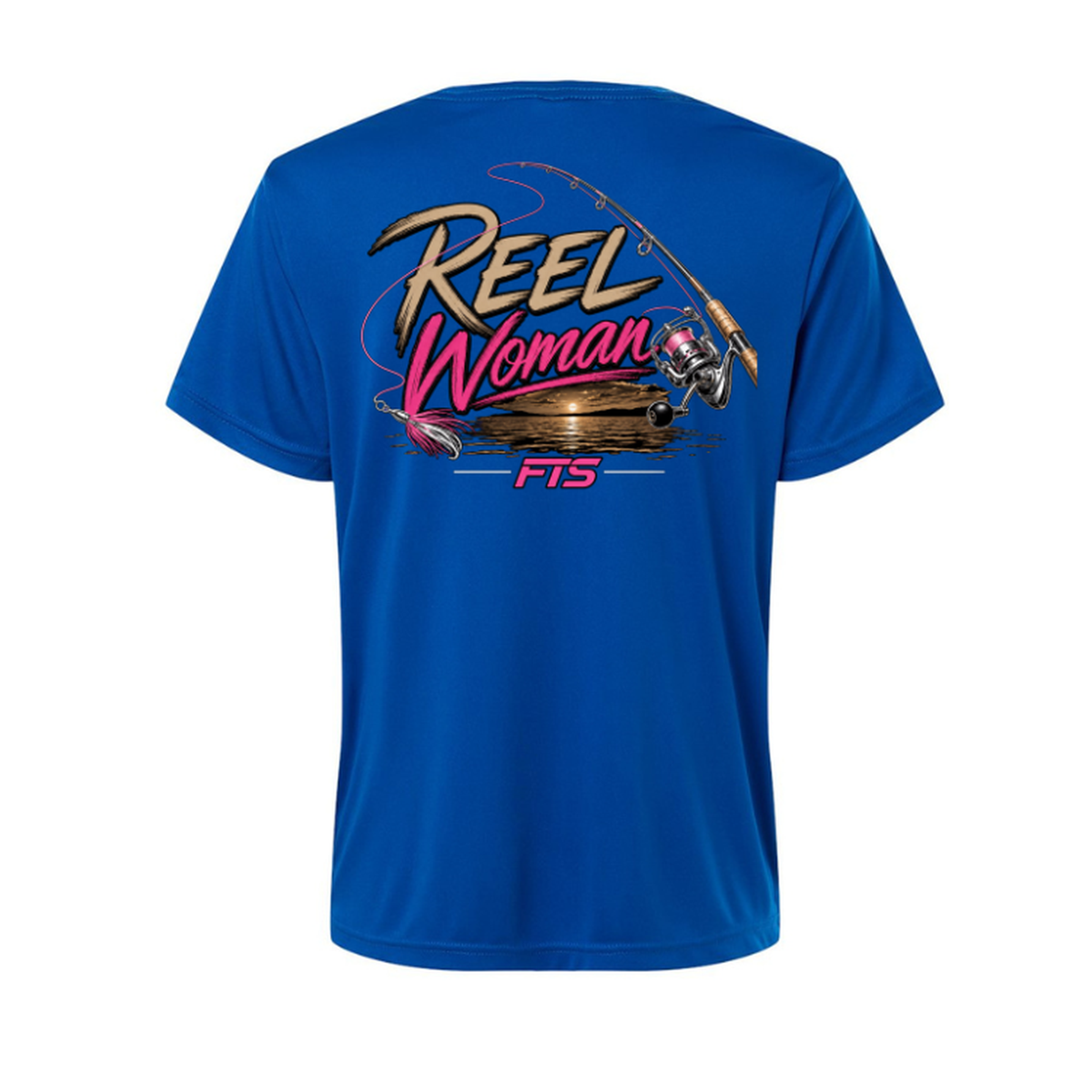 Reel Woman Pink – Women's Short Sleeve in True Royal - back view