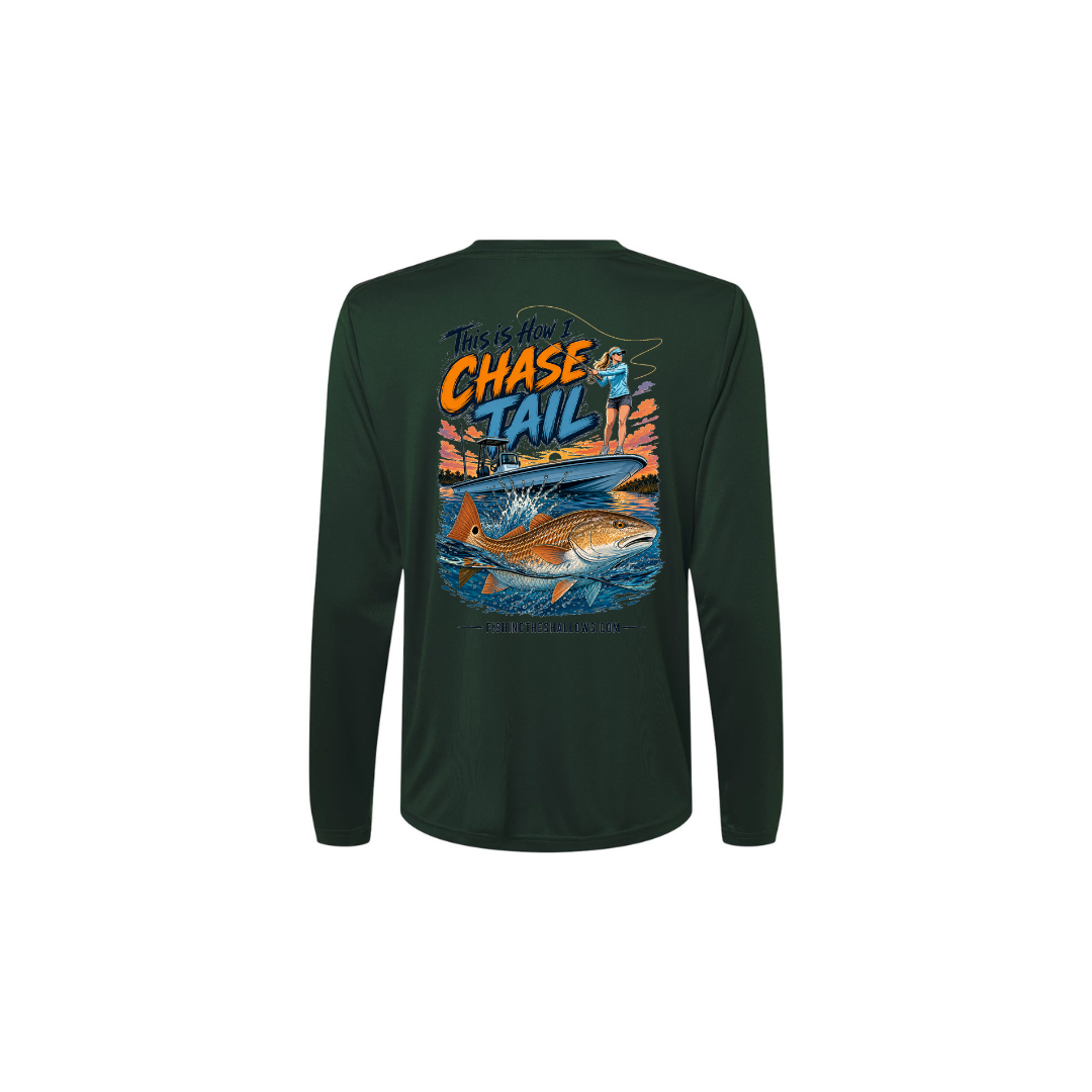 This Is How I Chase Tail – Women's Long Sleeve in Forest - back view