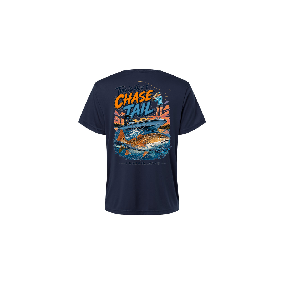 This Is How I Chase Tail – Women's Short Sleeve in Classic Navy - back view