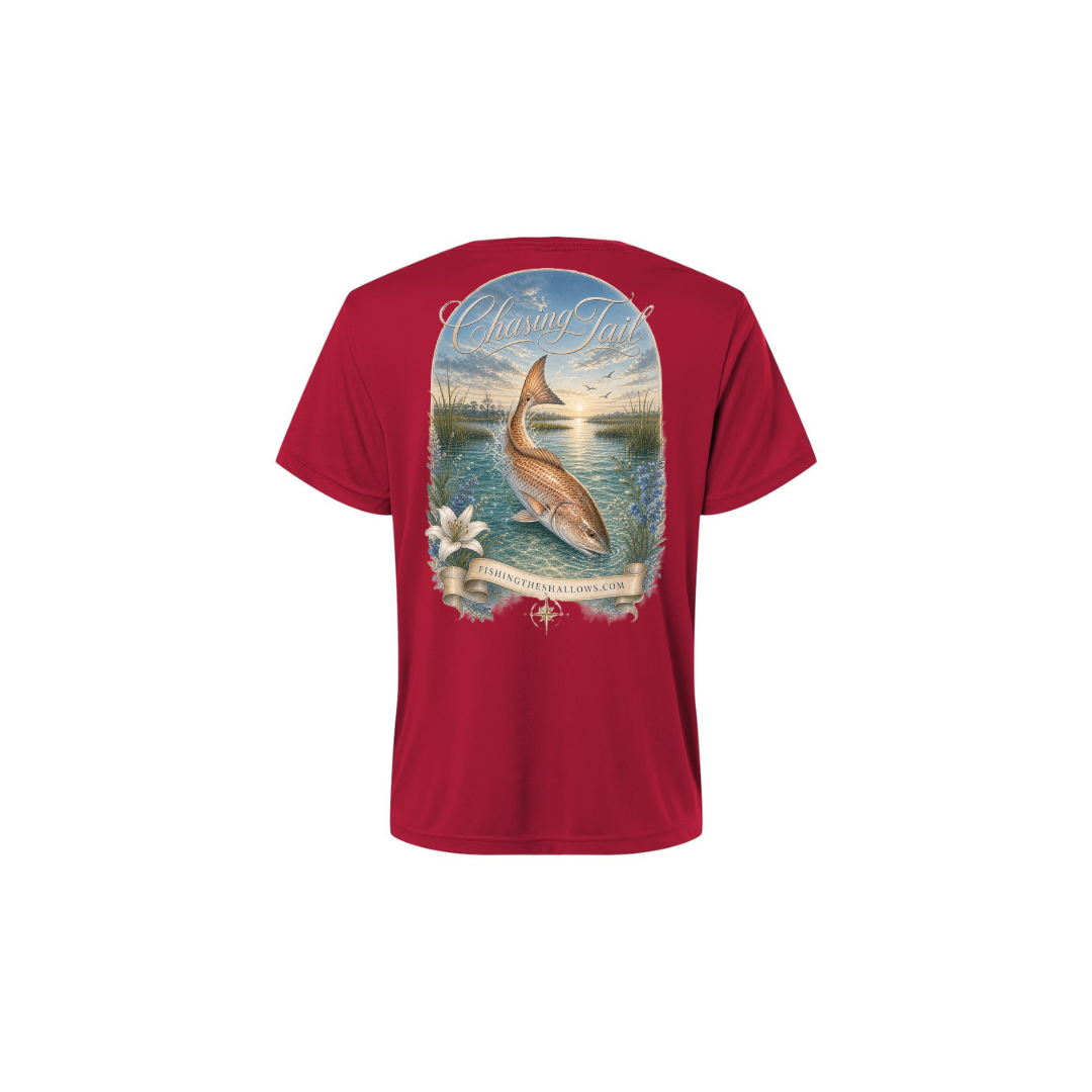 Diving Redfish – Women's Short Sleeve in Classic Red - back view