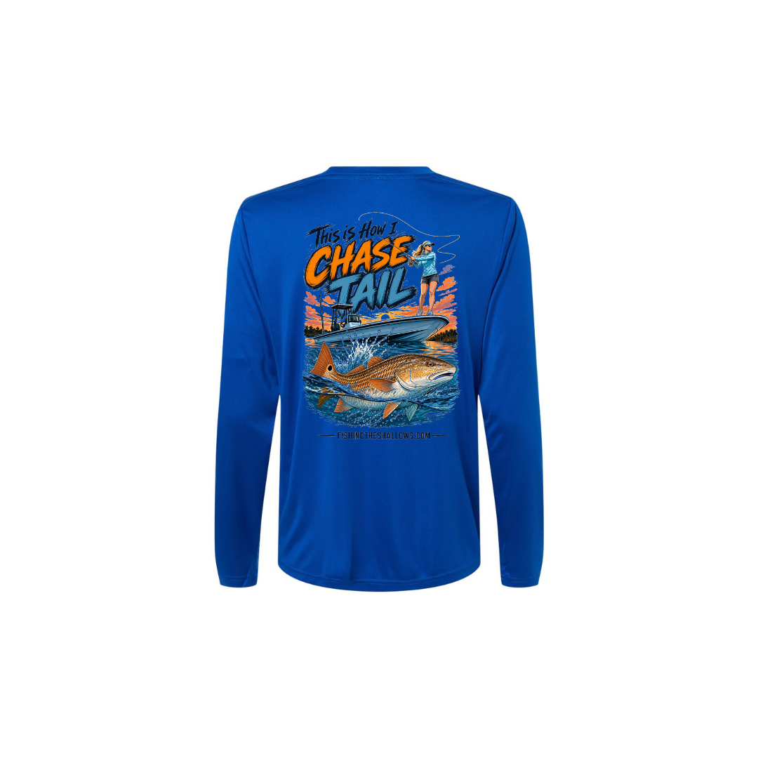 This Is How I Chase Tail – Women's Long Sleeve in True Royal - back view