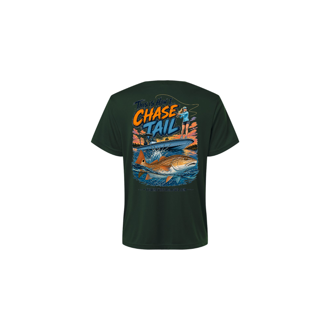 This Is How I Chase Tail – Women's Short Sleeve in Forest - back view