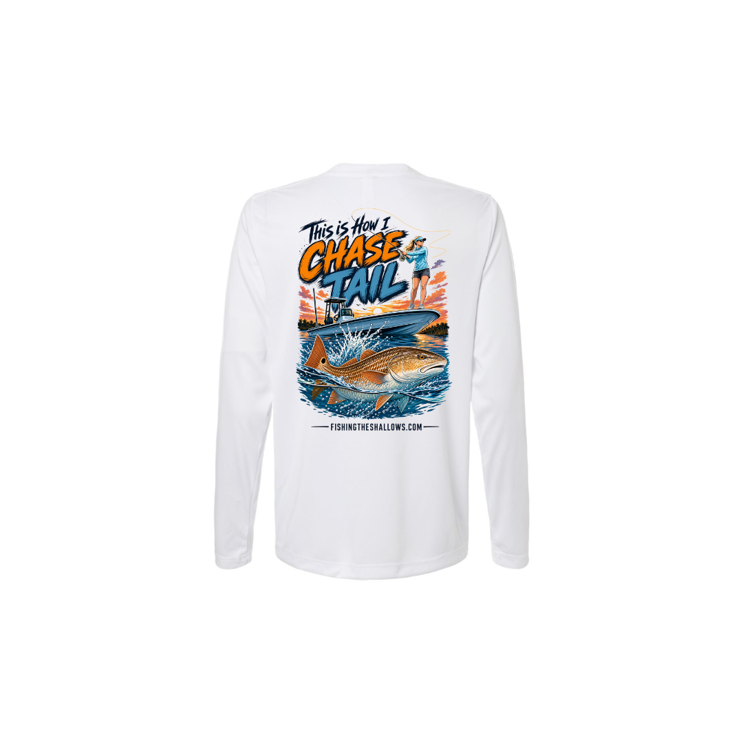 This Is How I Chase Tail – Women's Long Sleeve in White - back view