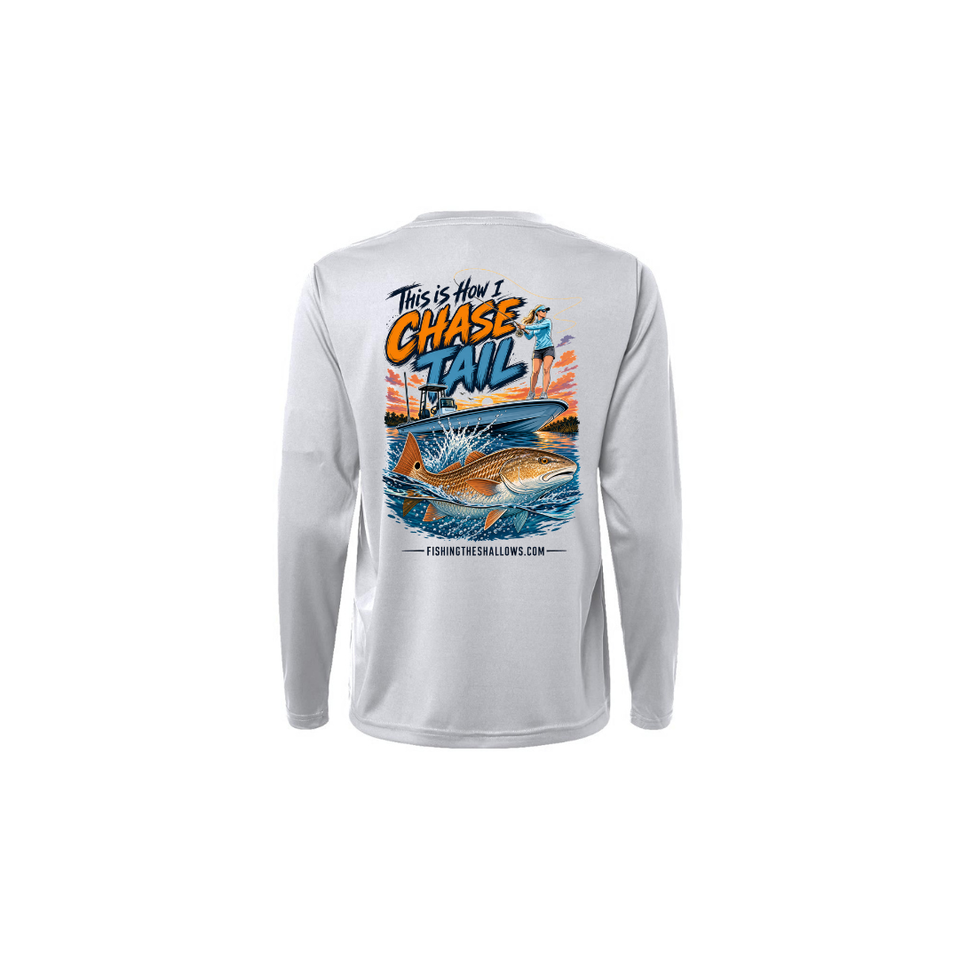 This Is How I Chase Tail – Women's Long Sleeve in Platinum - back view