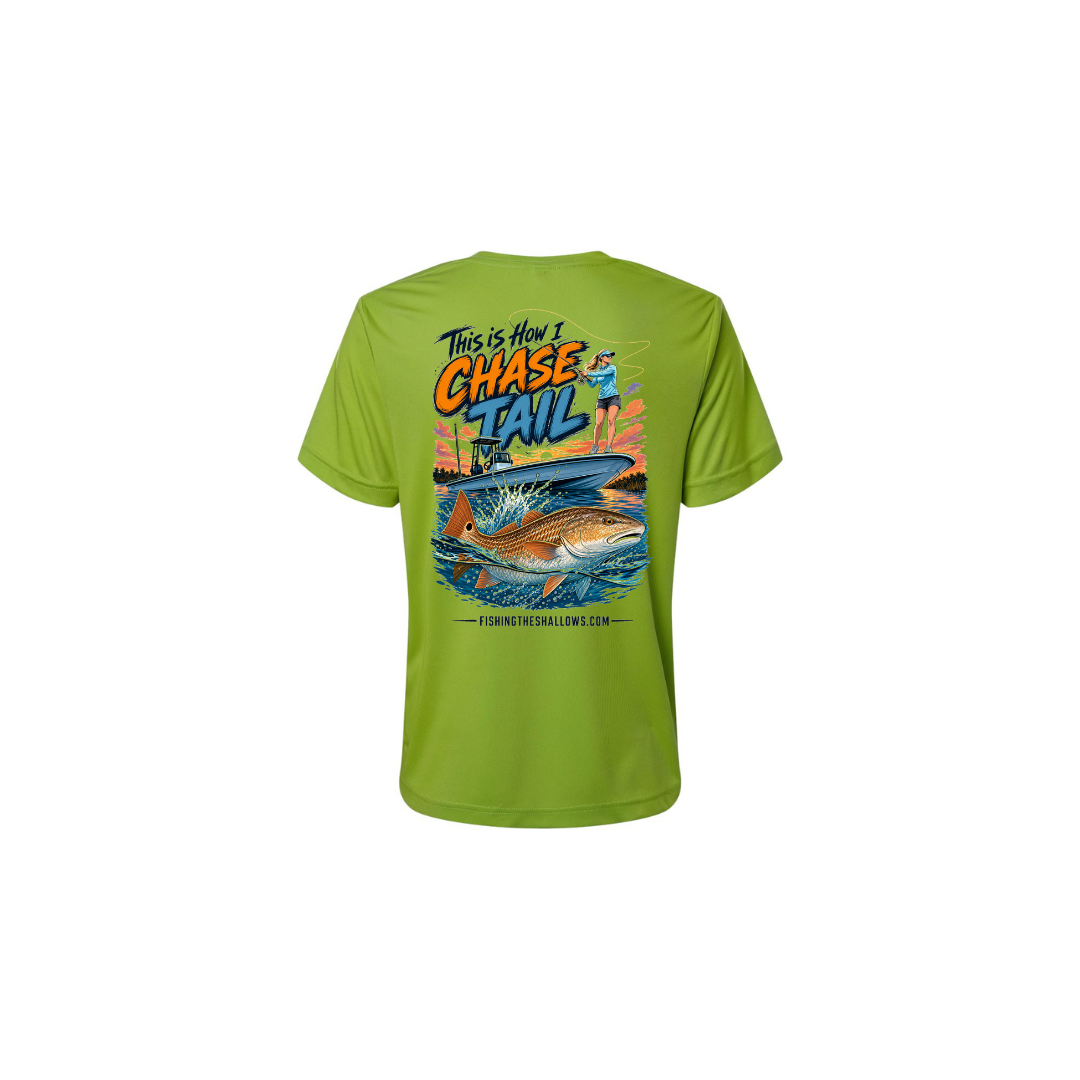This Is How I Chase Tail – Women's Short Sleeve in Acid Green - back view
