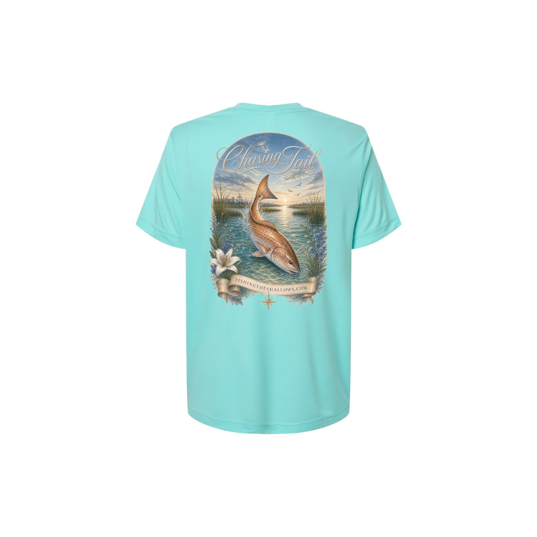Diving Redfish – Women's Short Sleeve in Sea Glass - back view
