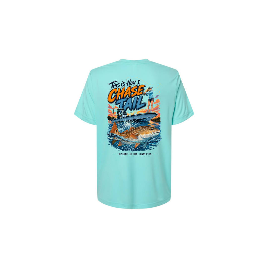 This Is How I Chase Tail – Women's Short Sleeve in Sea Glass - back view