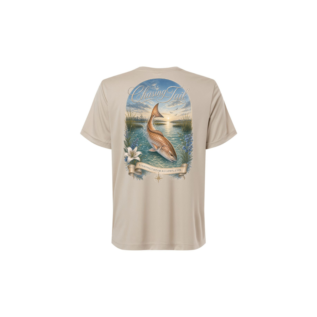 Diving Redfish – Women's Short Sleeve in Stone - back view