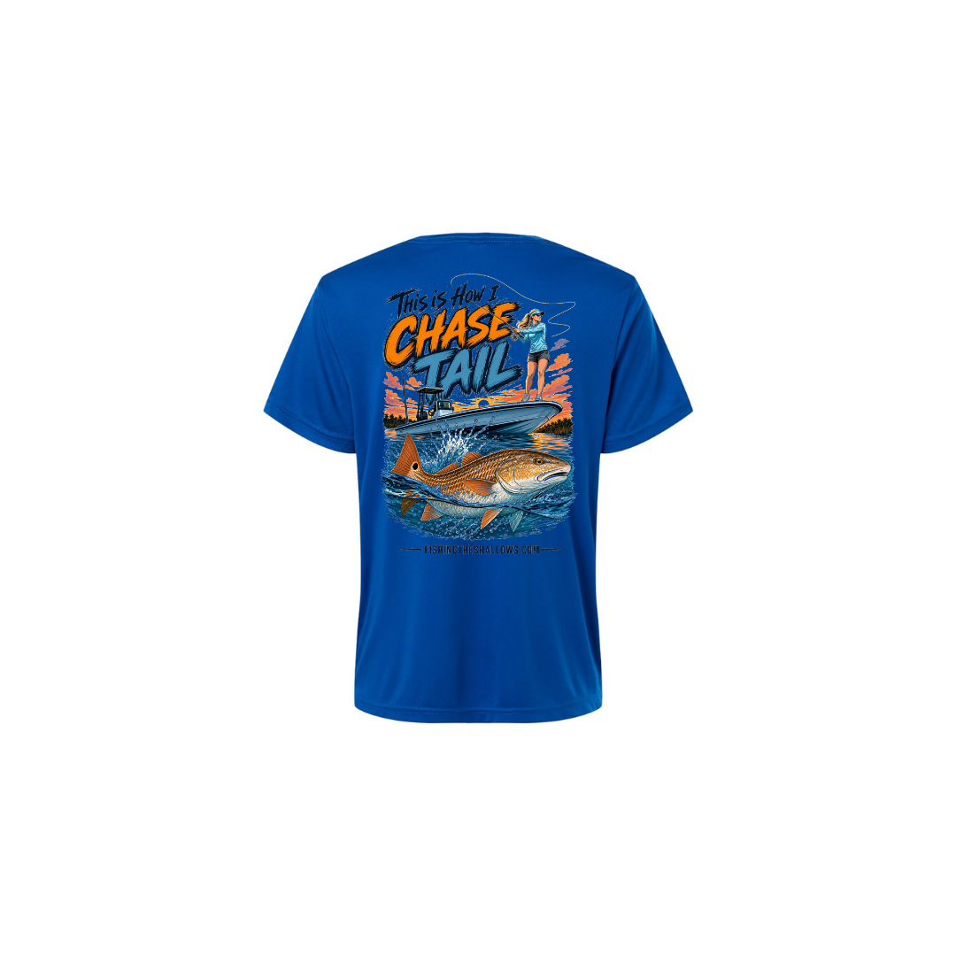This Is How I Chase Tail – Women's Short Sleeve in True Royal - back view