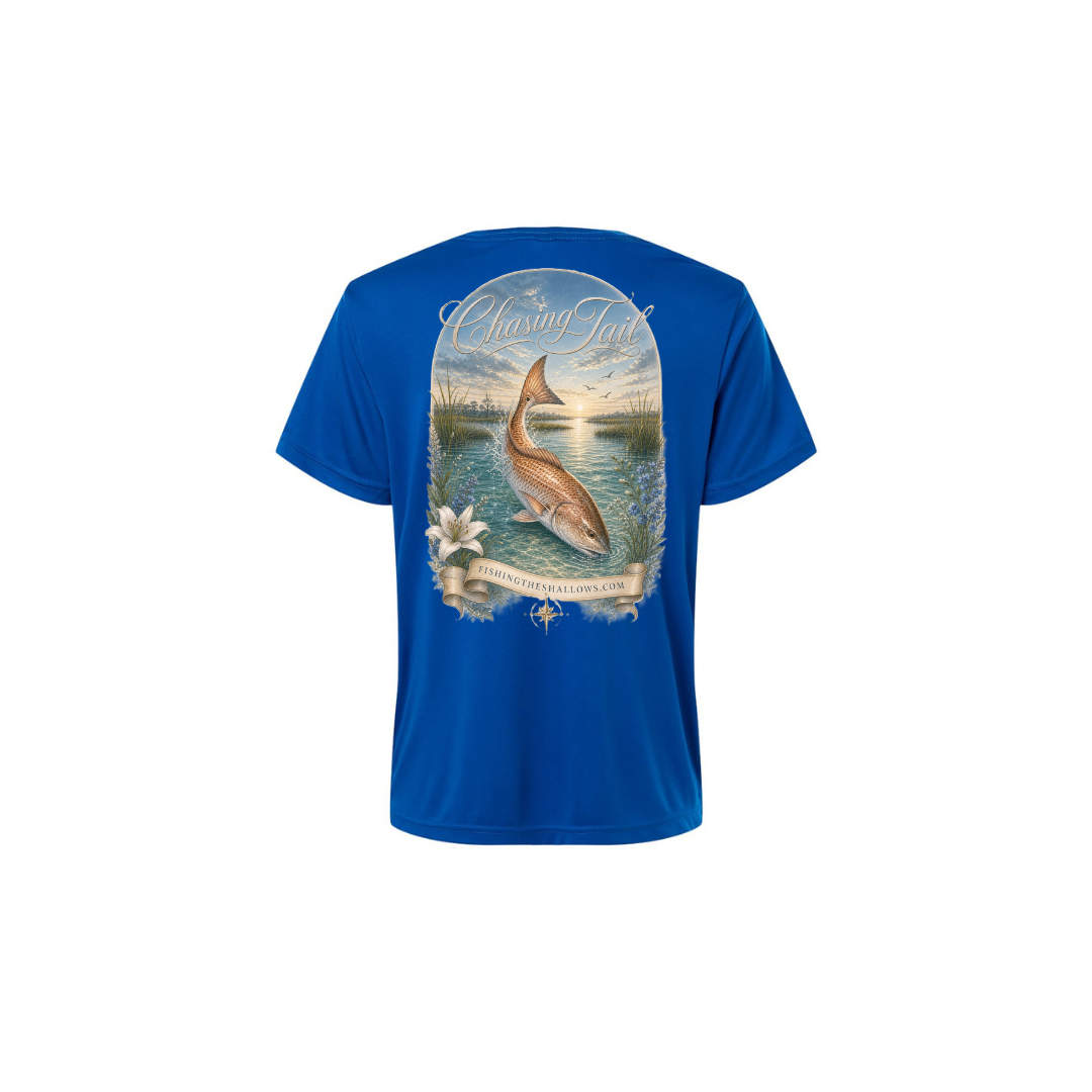 Diving Redfish – Women's Short Sleeve in True Royal - back view