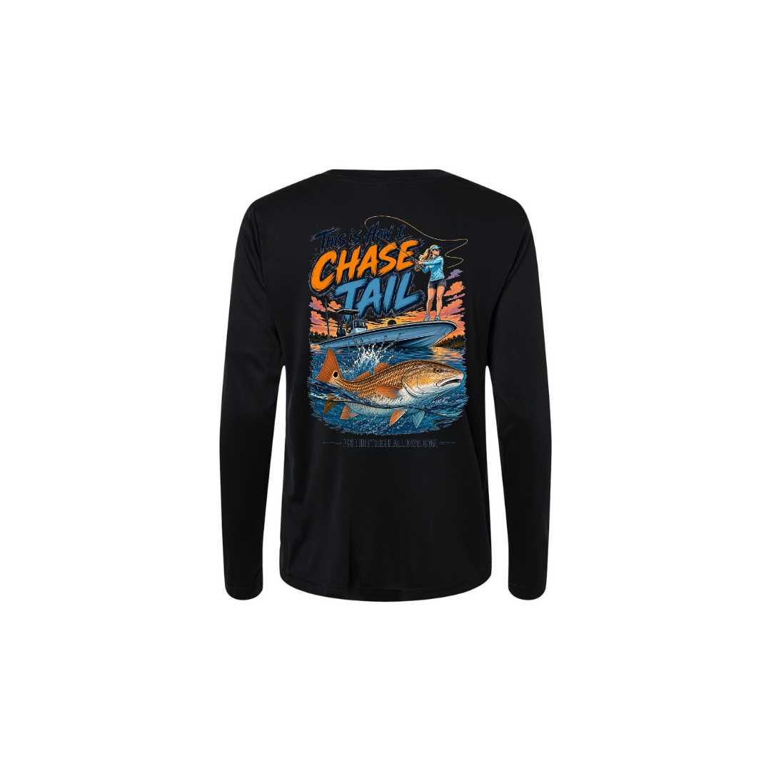 This Is How I Chase Tail – Women's Long Sleeve in Black - back view