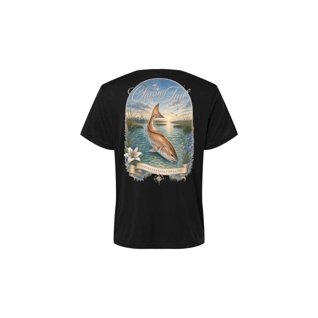 Diving Redfish – Women's Short Sleeve in Black - back view
