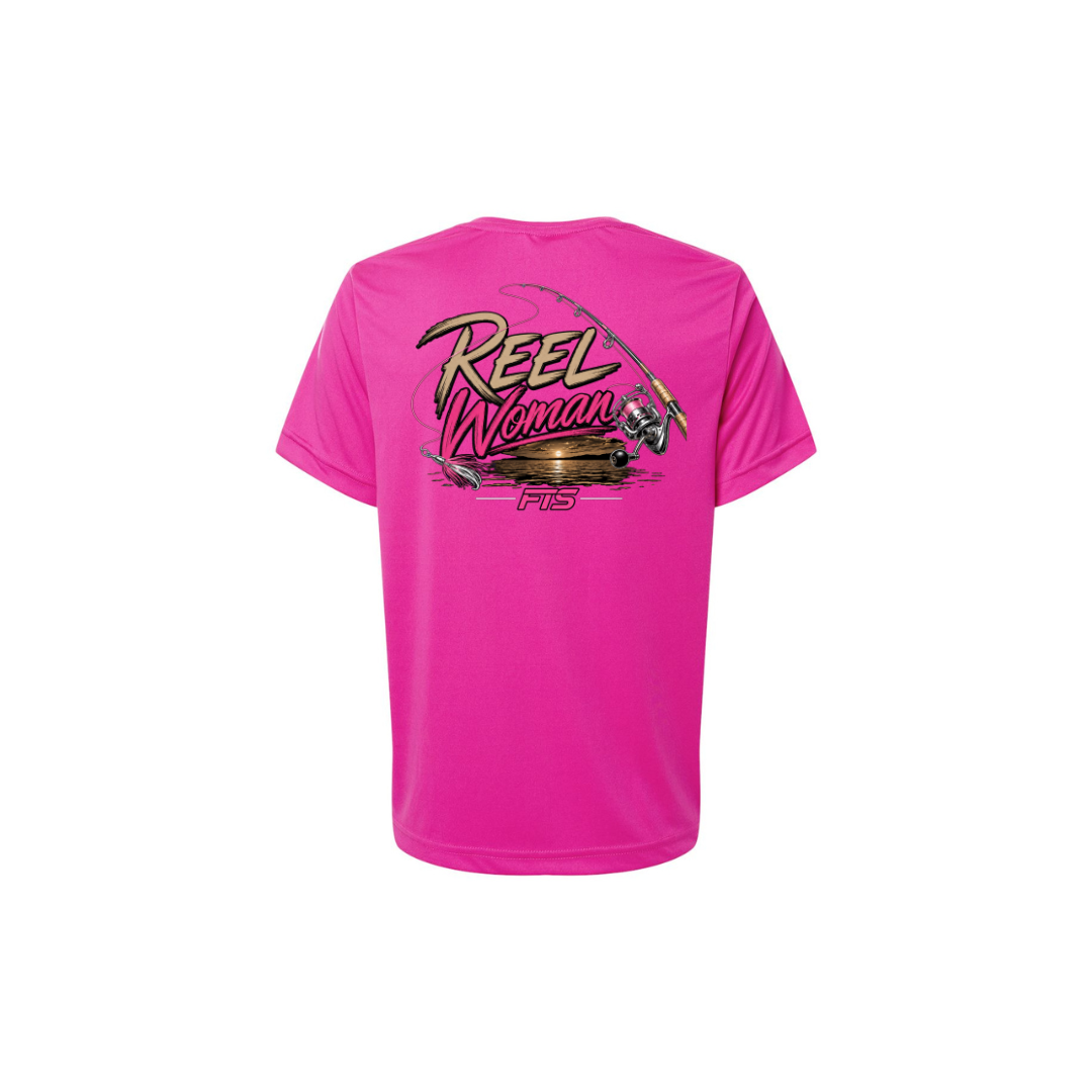 Reel Woman Pink – Women's Short Sleeve in Bright Magenta - back view