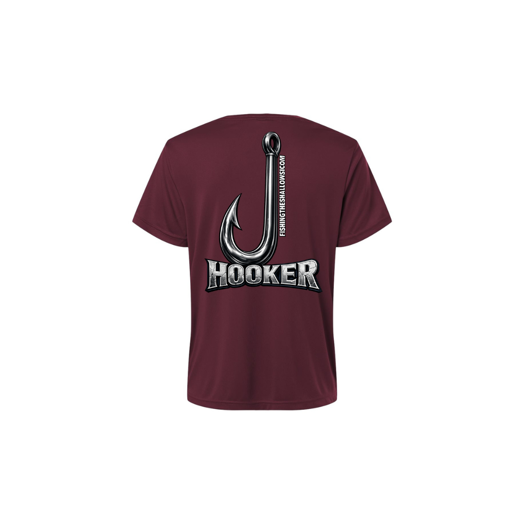 Hooker – Women's Short Sleeve in Burgundy - back view