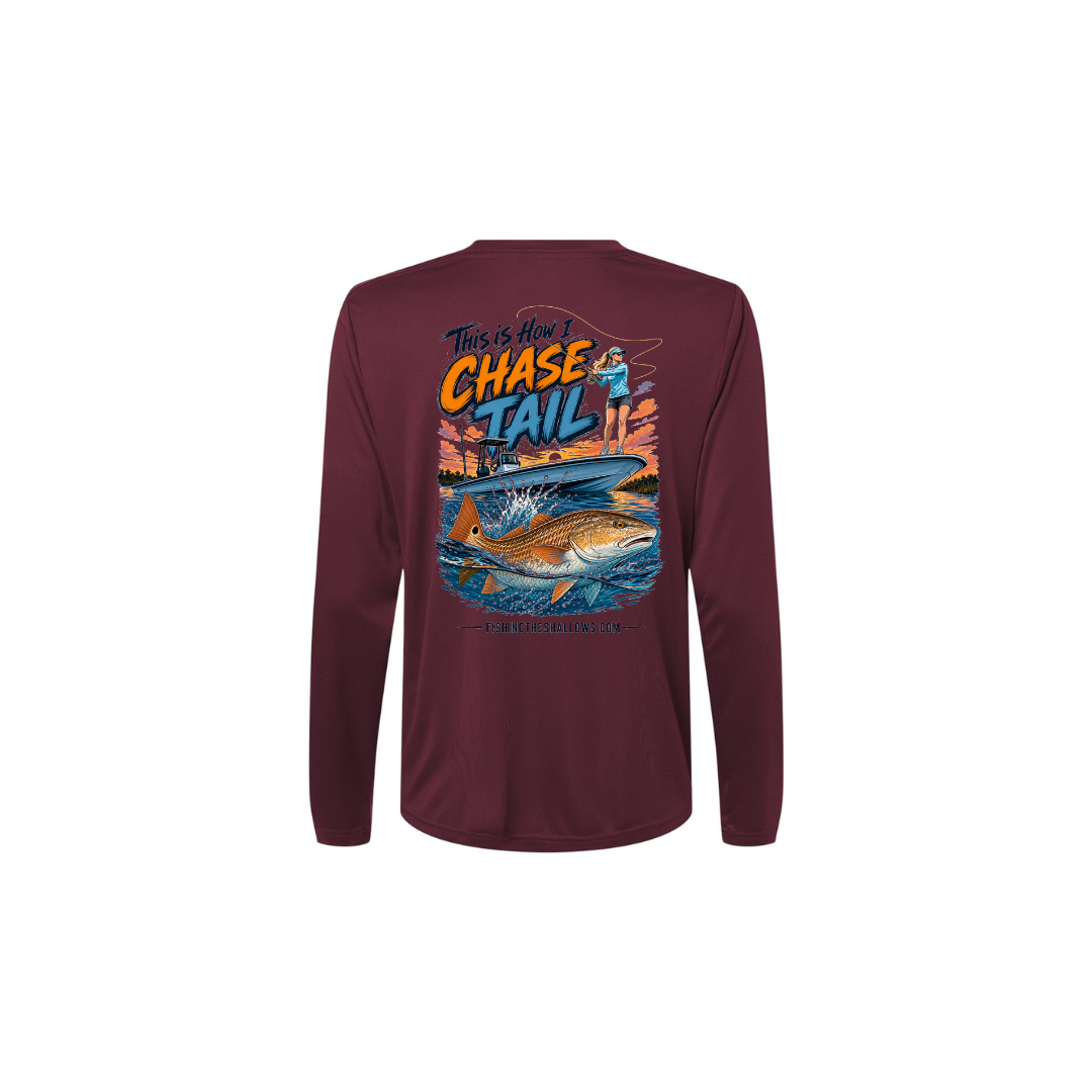 This Is How I Chase Tail – Women's Long Sleeve in Burgundy - back view