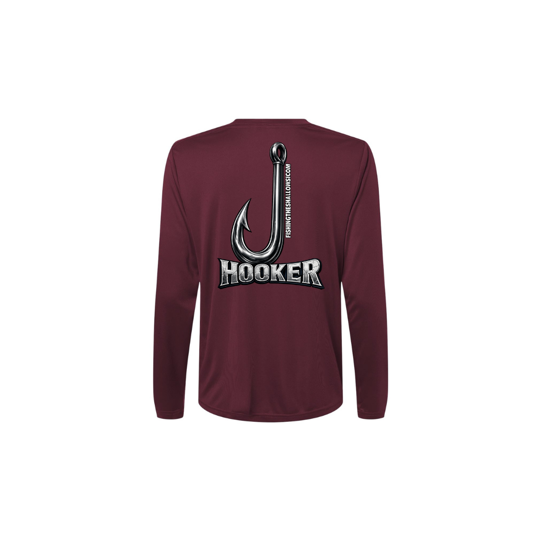 Hooker – Women's Long Sleeve in Burgundy - back view