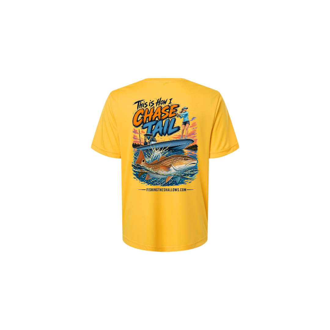 This Is How I Chase Tail – Women's Short Sleeve in Campus Gold - back view