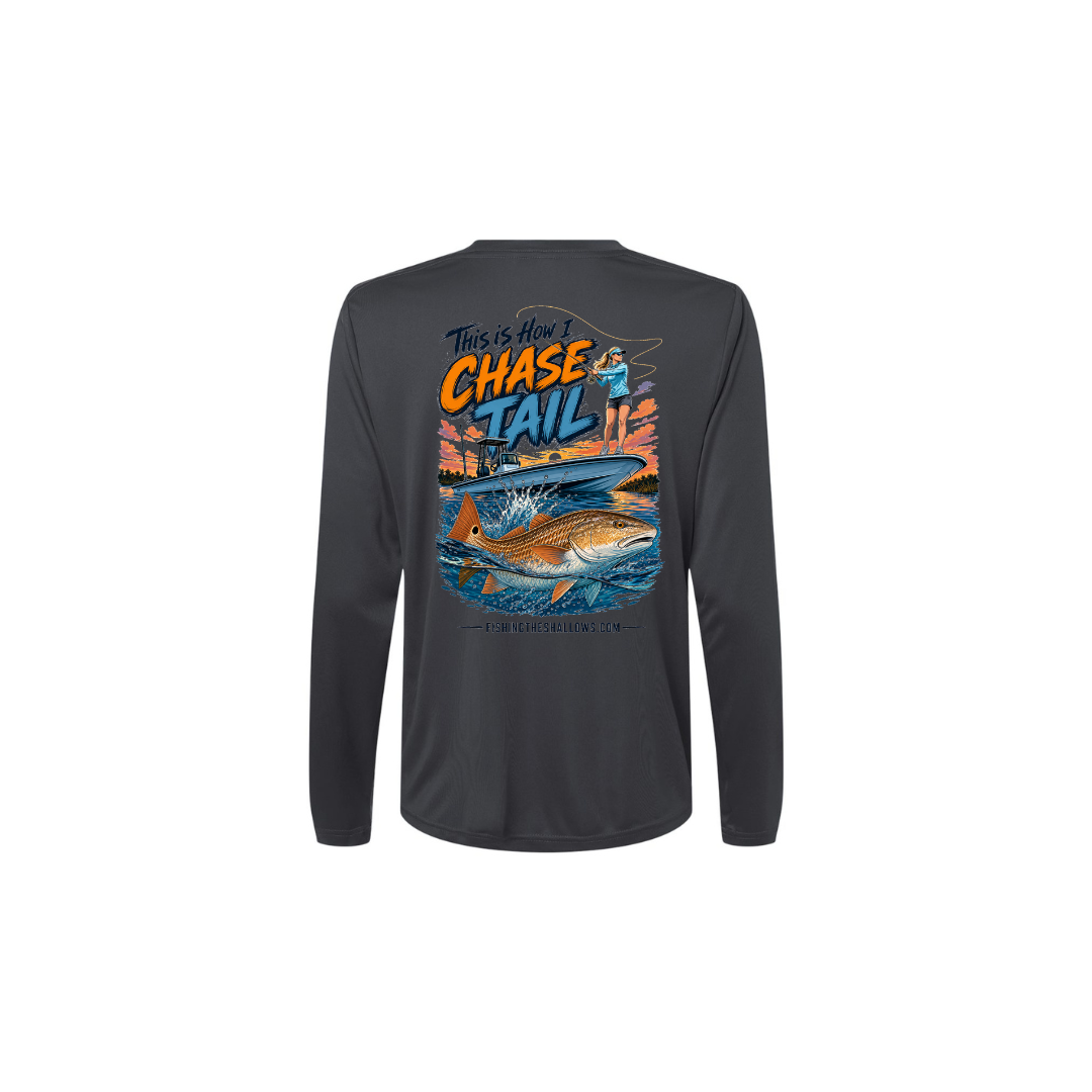 This Is How I Chase Tail – Women's Long Sleeve in Carbon - back view