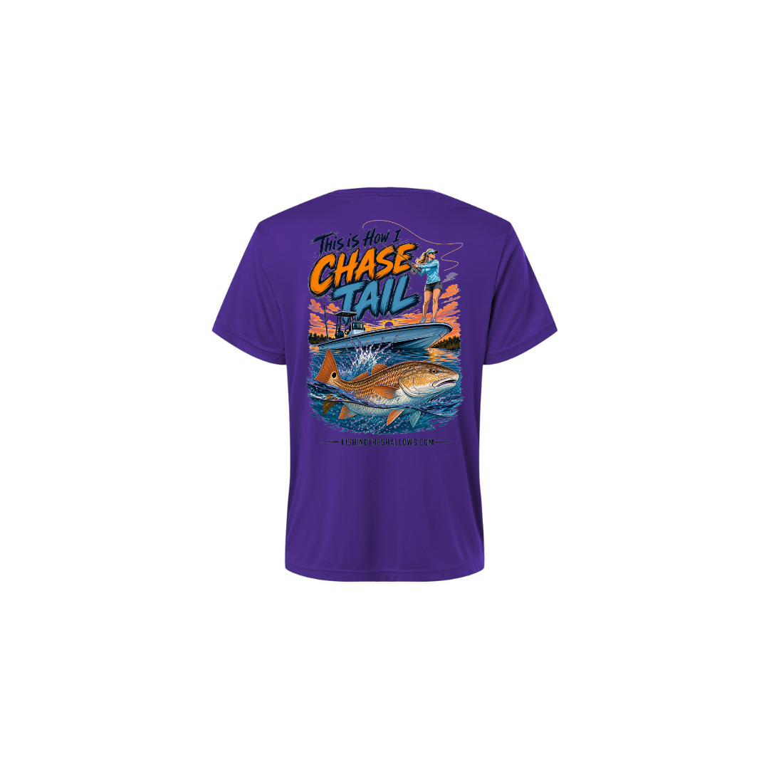 This Is How I Chase Tail – Women's Short Sleeve in Campus Purple - back view