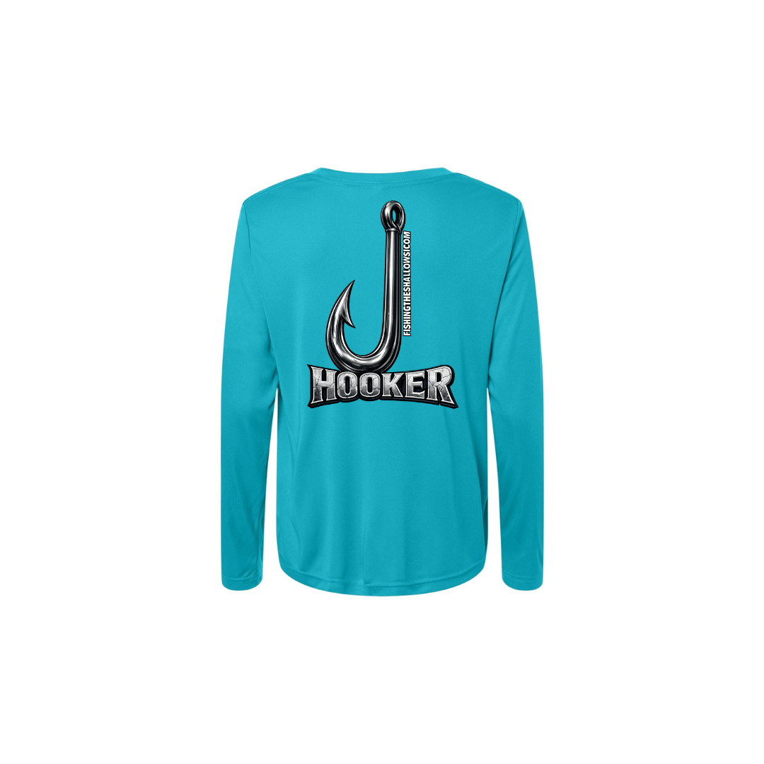 Hooker – Women's Long Sleeve in Clear Teal - back view