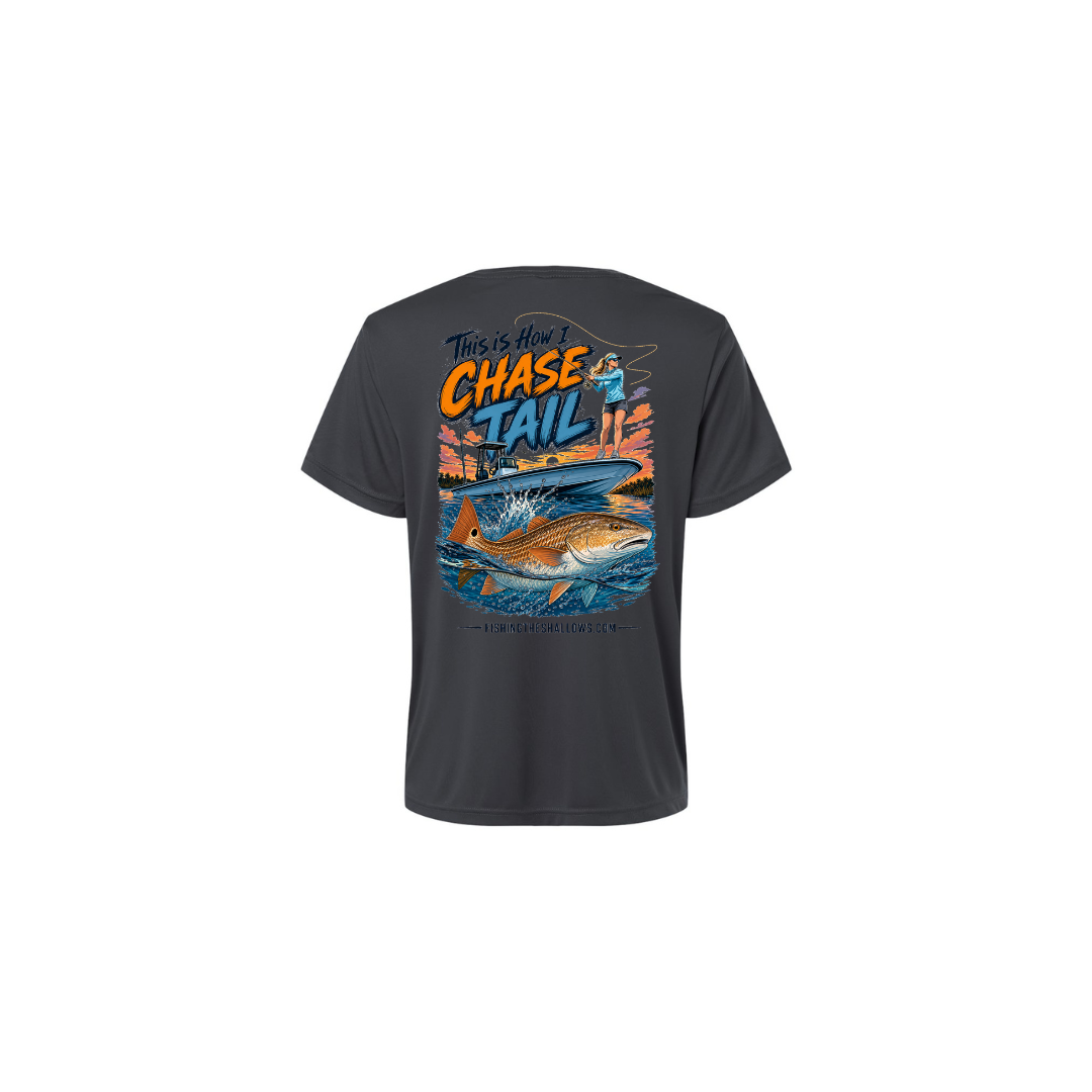 This Is How I Chase Tail – Women's Short Sleeve in Carbon - back view