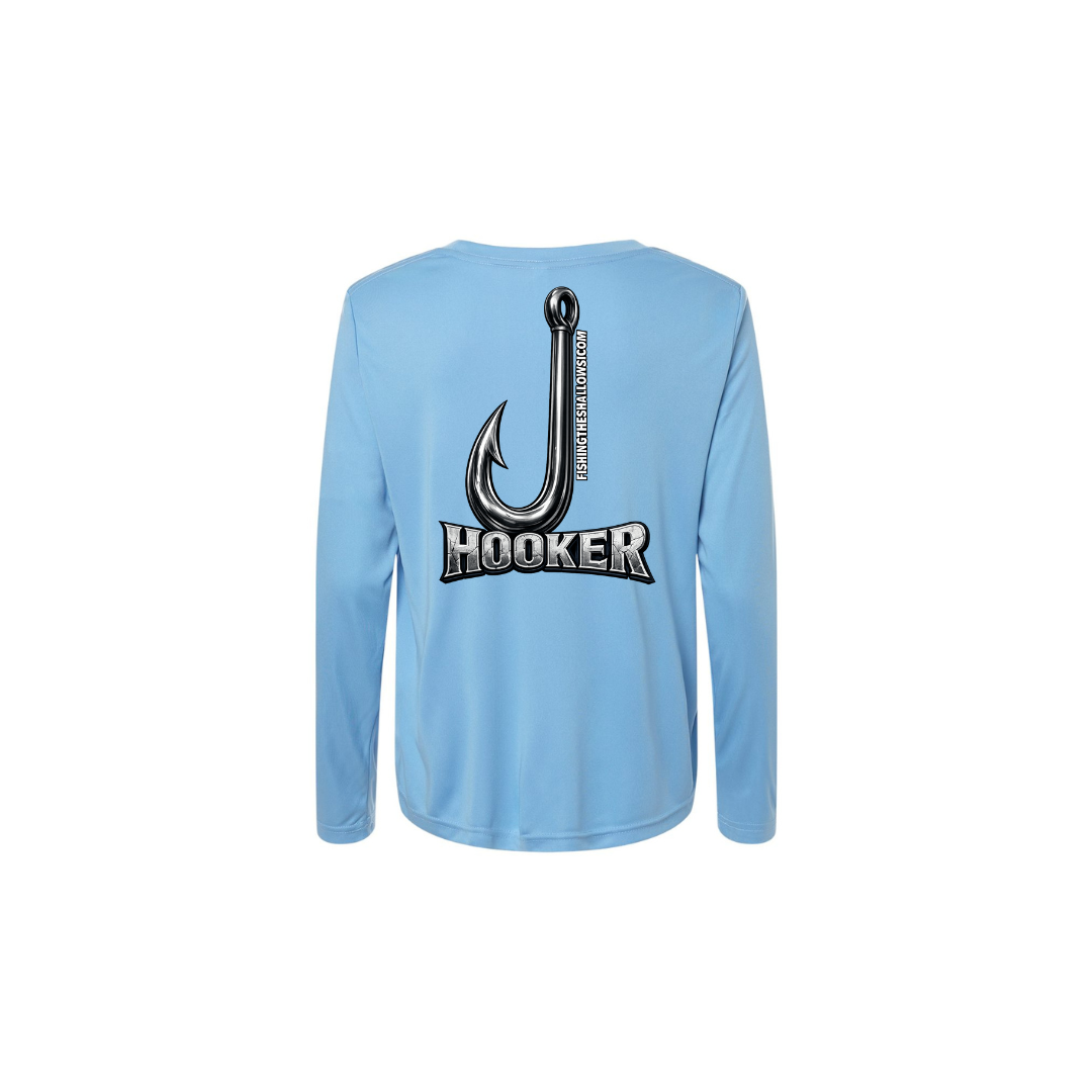 Hooker – Women's Long Sleeve in Columbia Blue - back view