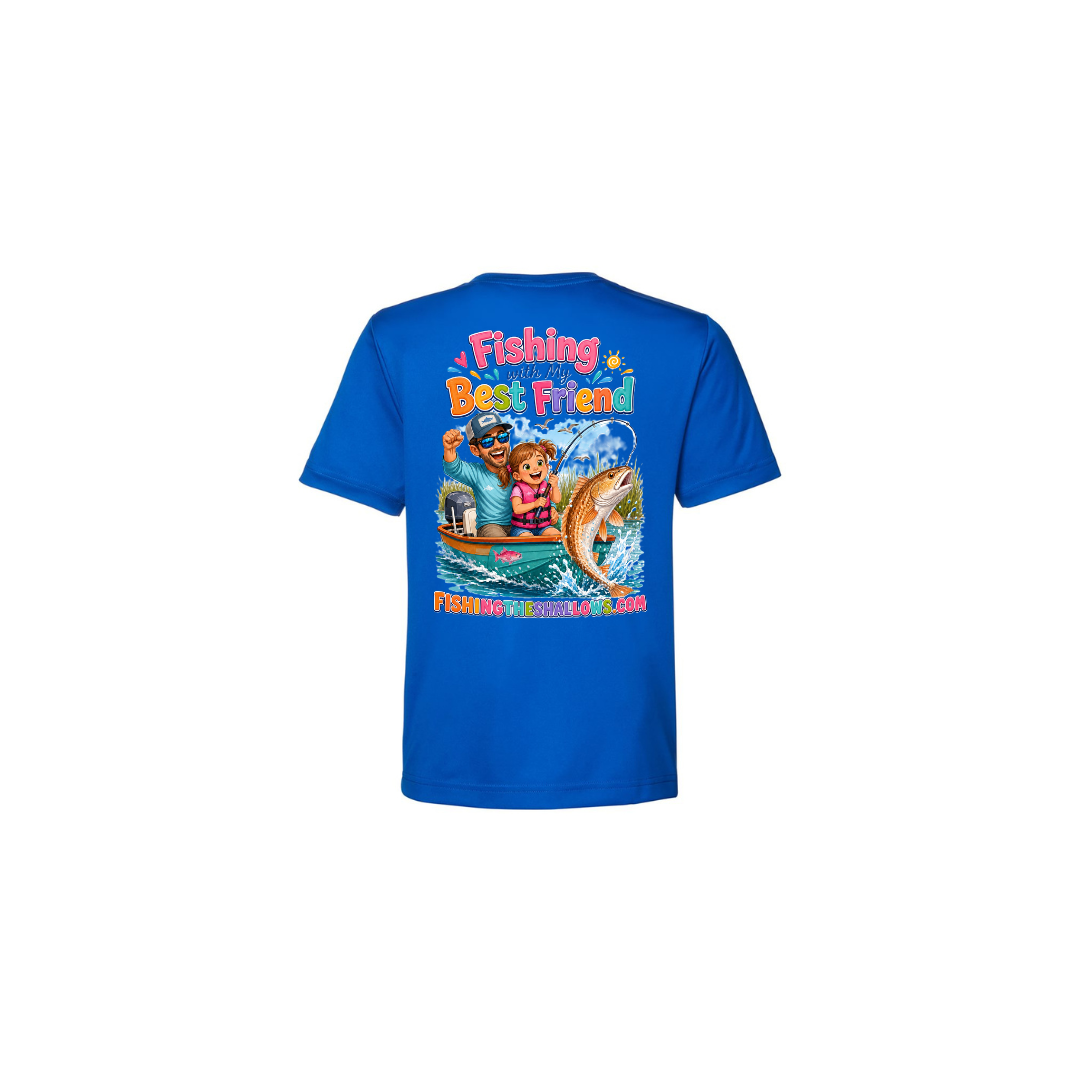 Best Friend Fishing – Girls Short Sleeve in True Royal - back view