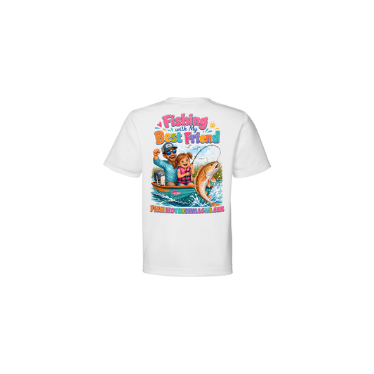 Best Friend Fishing – Girls Short Sleeve — back