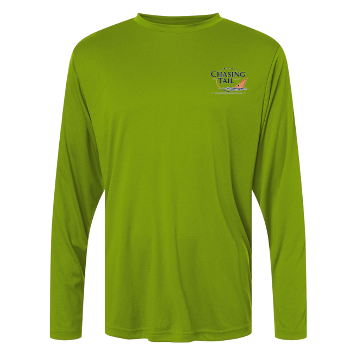 Born To Chase LS in Acid Green, front view - mens long sleeve performance fishing shirt by Fishing The Shallows