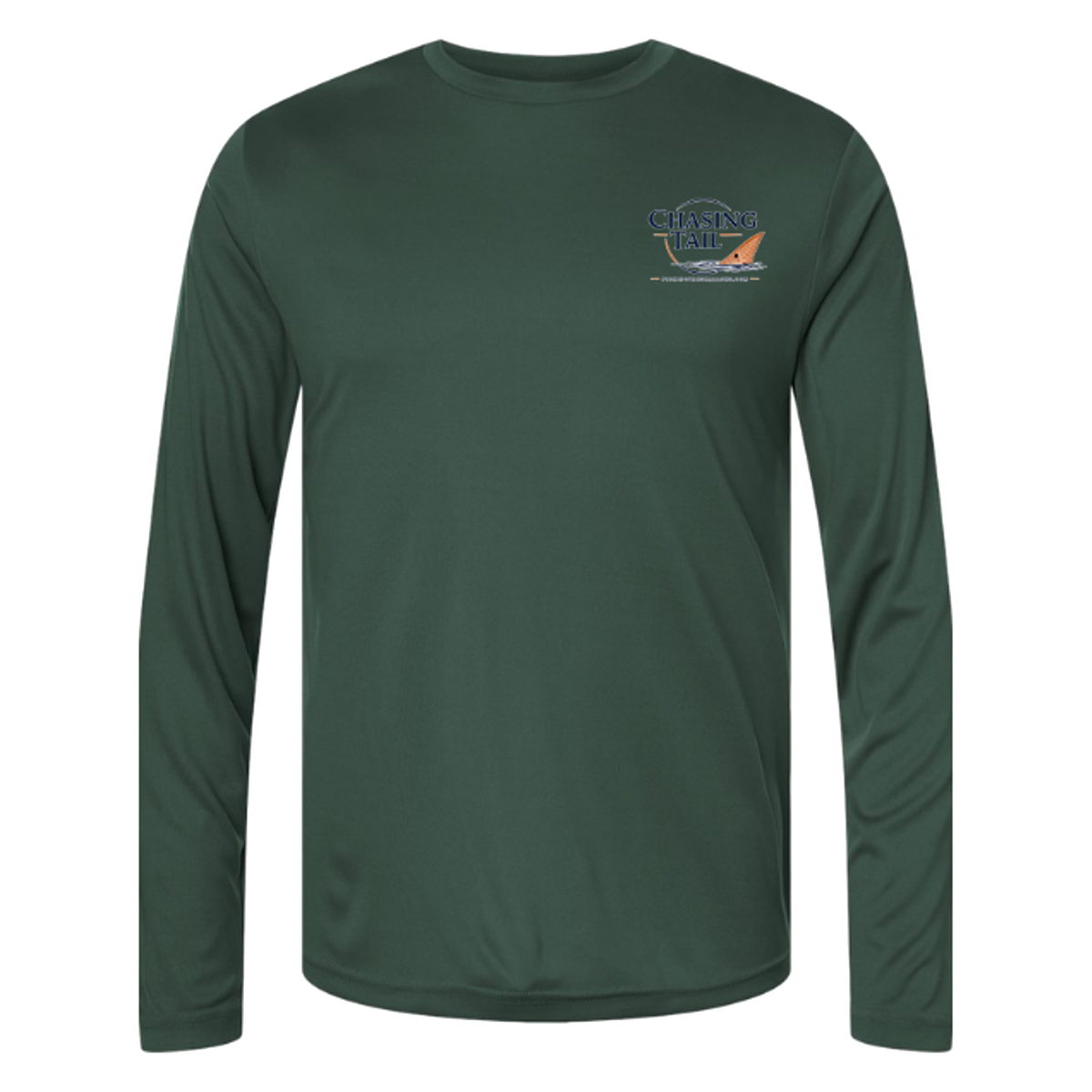 Born To Chase LS in Forest, front view - mens long sleeve performance fishing shirt by Fishing The Shallows