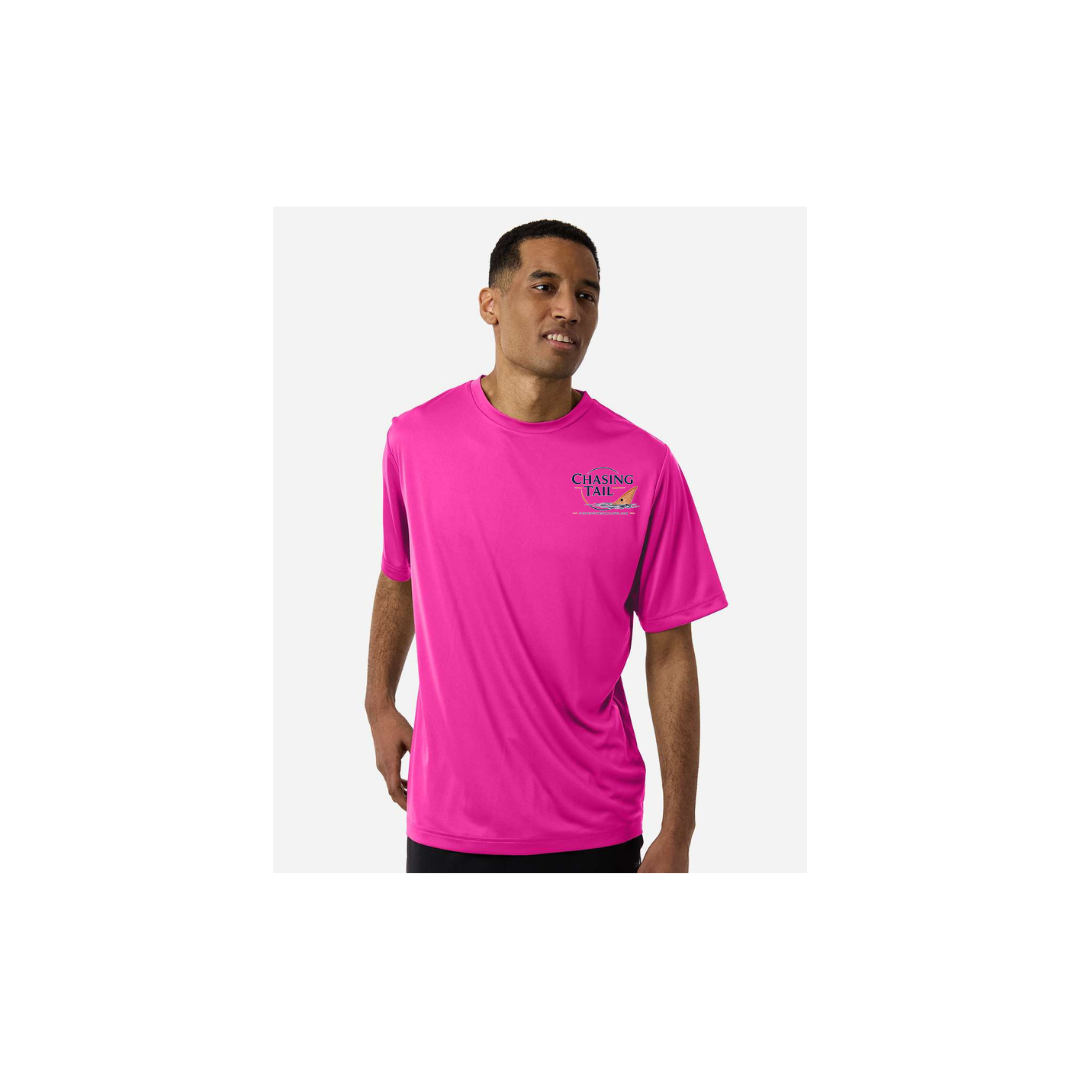His Redfish – Men's Short Sleeve in Bright Magenta - front logo view
