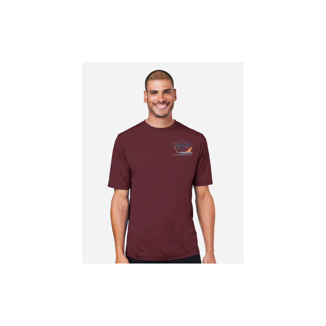 His Redfish – Men's Short Sleeve in Burgundy - front logo view