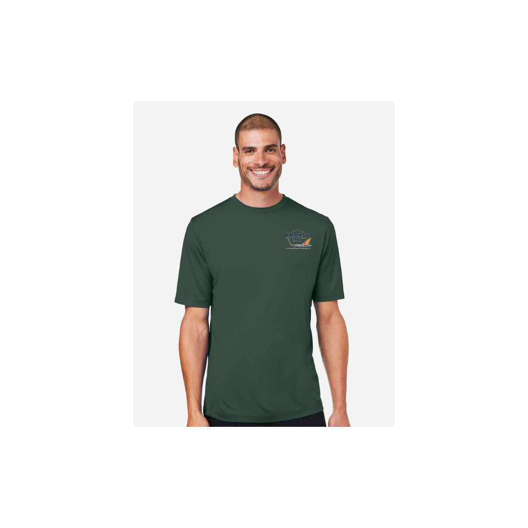Master Baiter While Chasing Tail – Men's Short Sleeve in Forest - front logo view