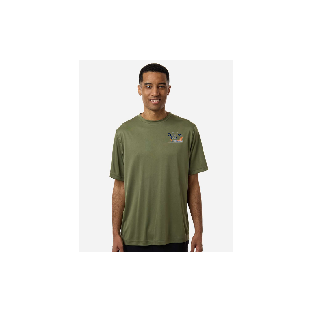 His Redfish – Men's Short Sleeve in Military Green - front logo view