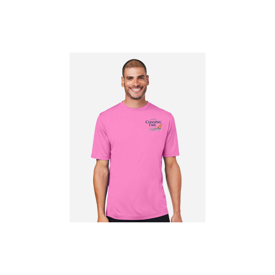His Redfish – Men's Short Sleeve in Charity Pink - front logo view