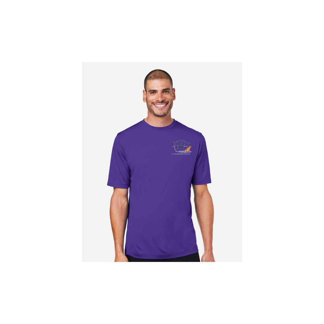 His Redfish – Men's Short Sleeve in Campus Purple - front logo view