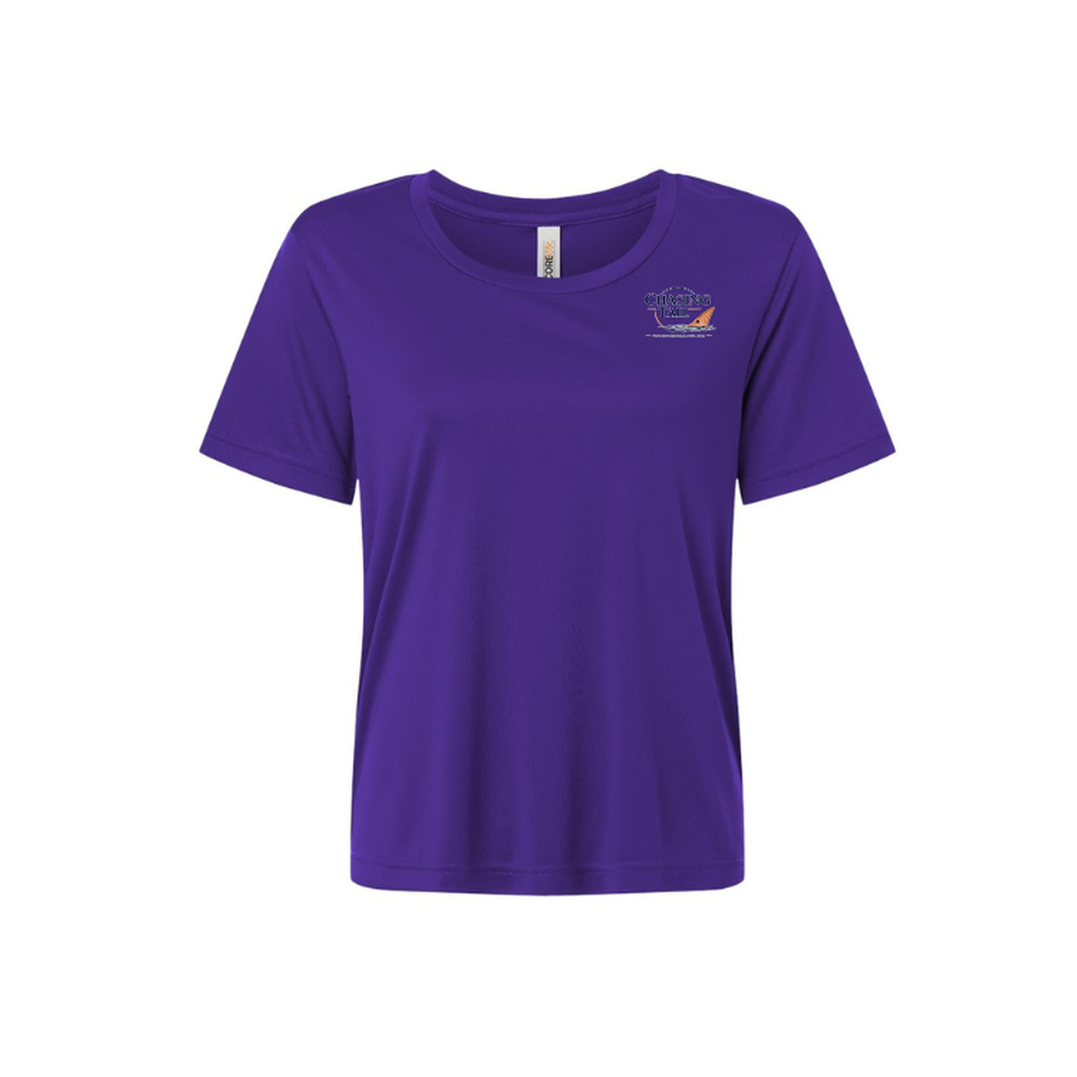 Diving Redfish – Women's Short Sleeve in Campus Purple - front logo view