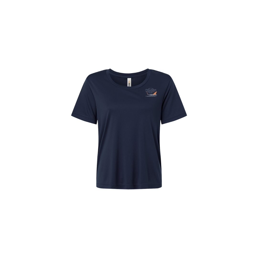 This Is How I Chase Tail – Women's Short Sleeve in Classic Navy - front logo view