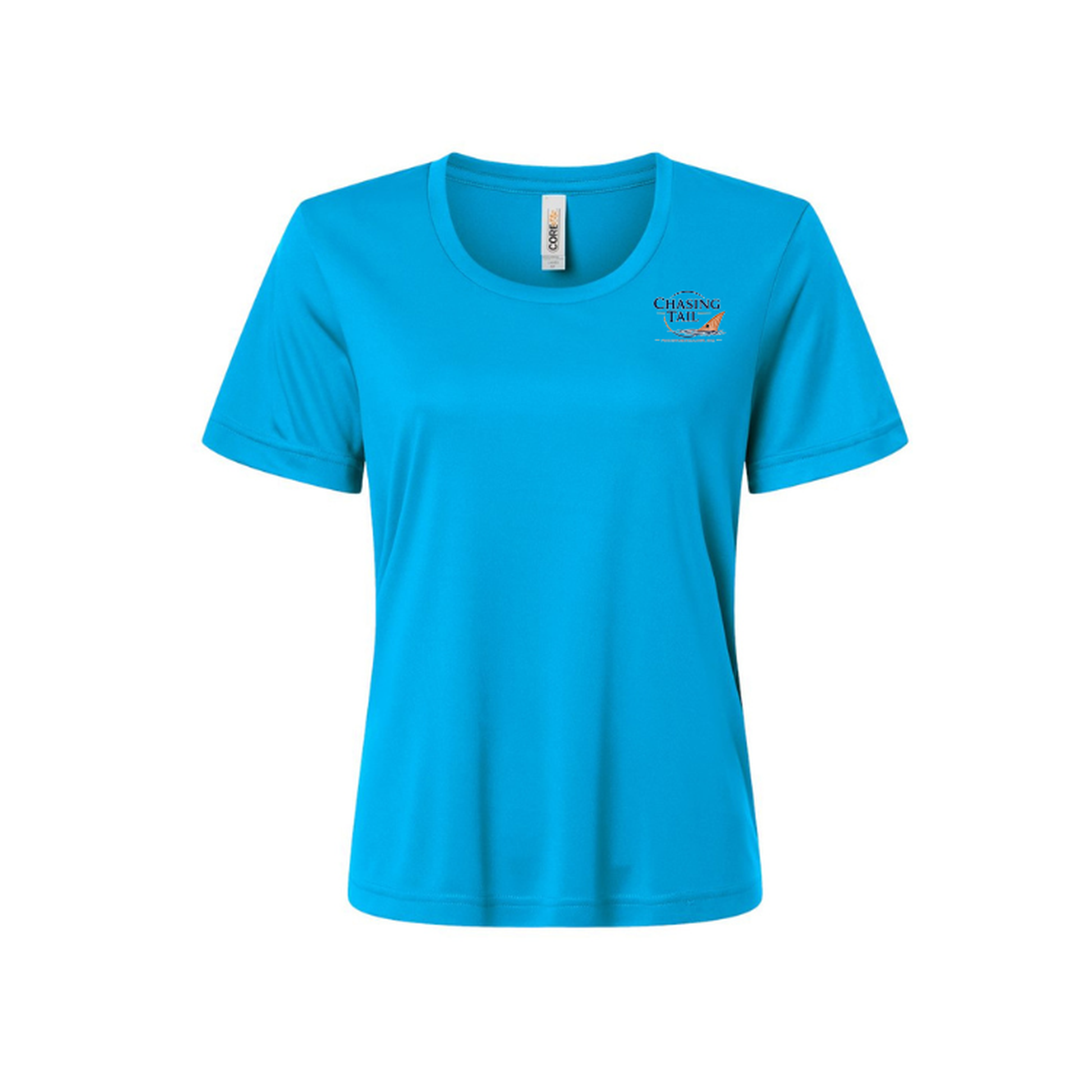 Diving Redfish – Women's Short Sleeve in Electric Blue - front logo view