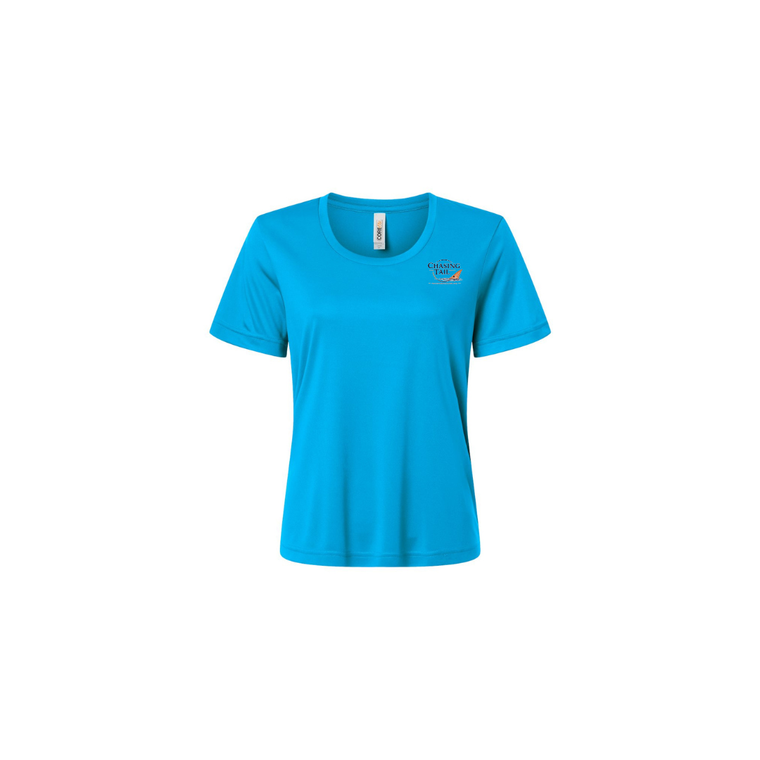 This Is How I Chase Tail – Women's Short Sleeve in Electric Blue - front logo view