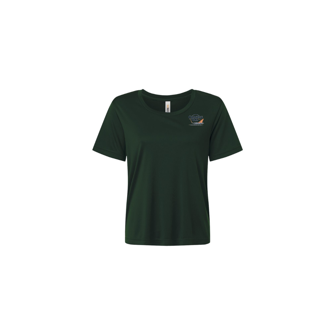 This Is How I Chase Tail – Women's Short Sleeve in Forest - front logo view