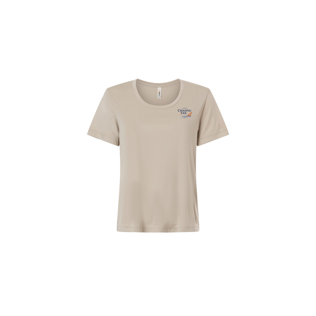 This Is How I Chase Tail – Women's Short Sleeve in Stone - front logo view