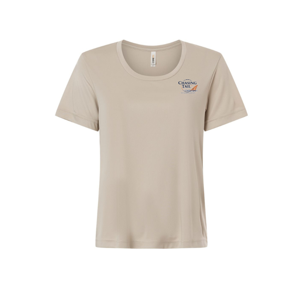 Diving Redfish – Women's Short Sleeve in Stone - front logo view