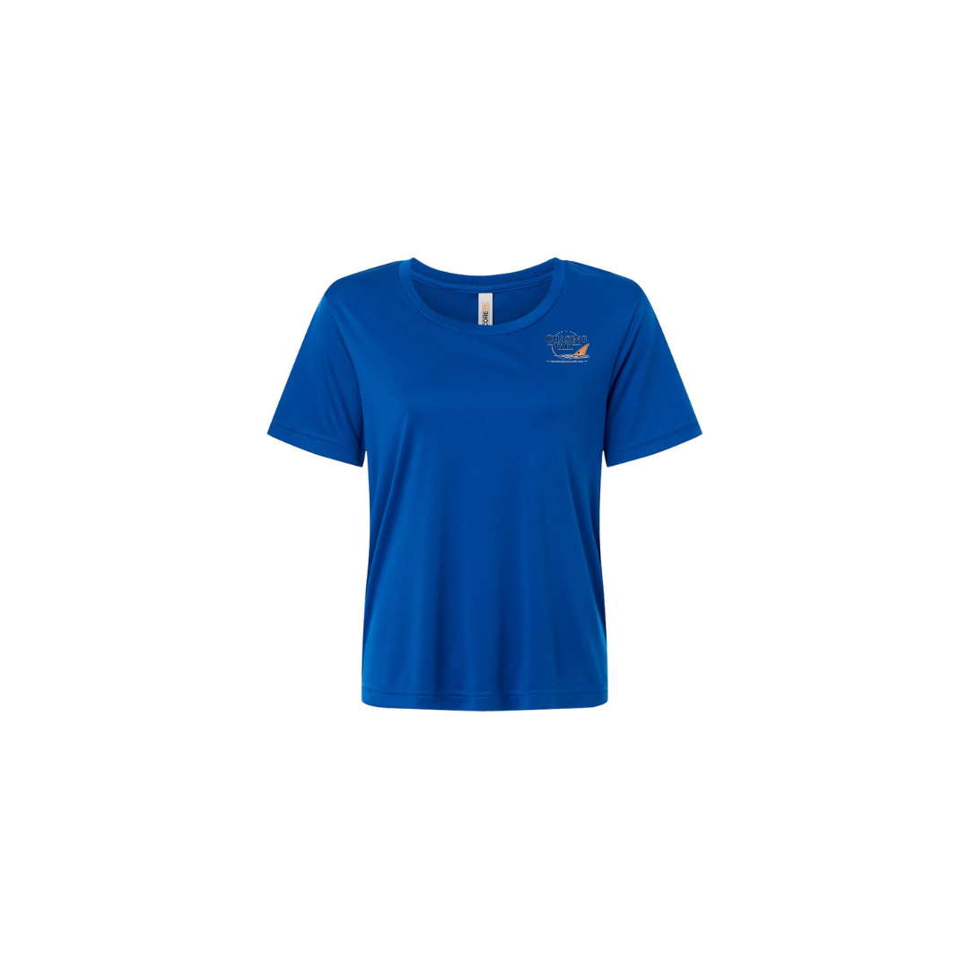 This Is How I Chase Tail – Women's Short Sleeve in True Royal - front logo view