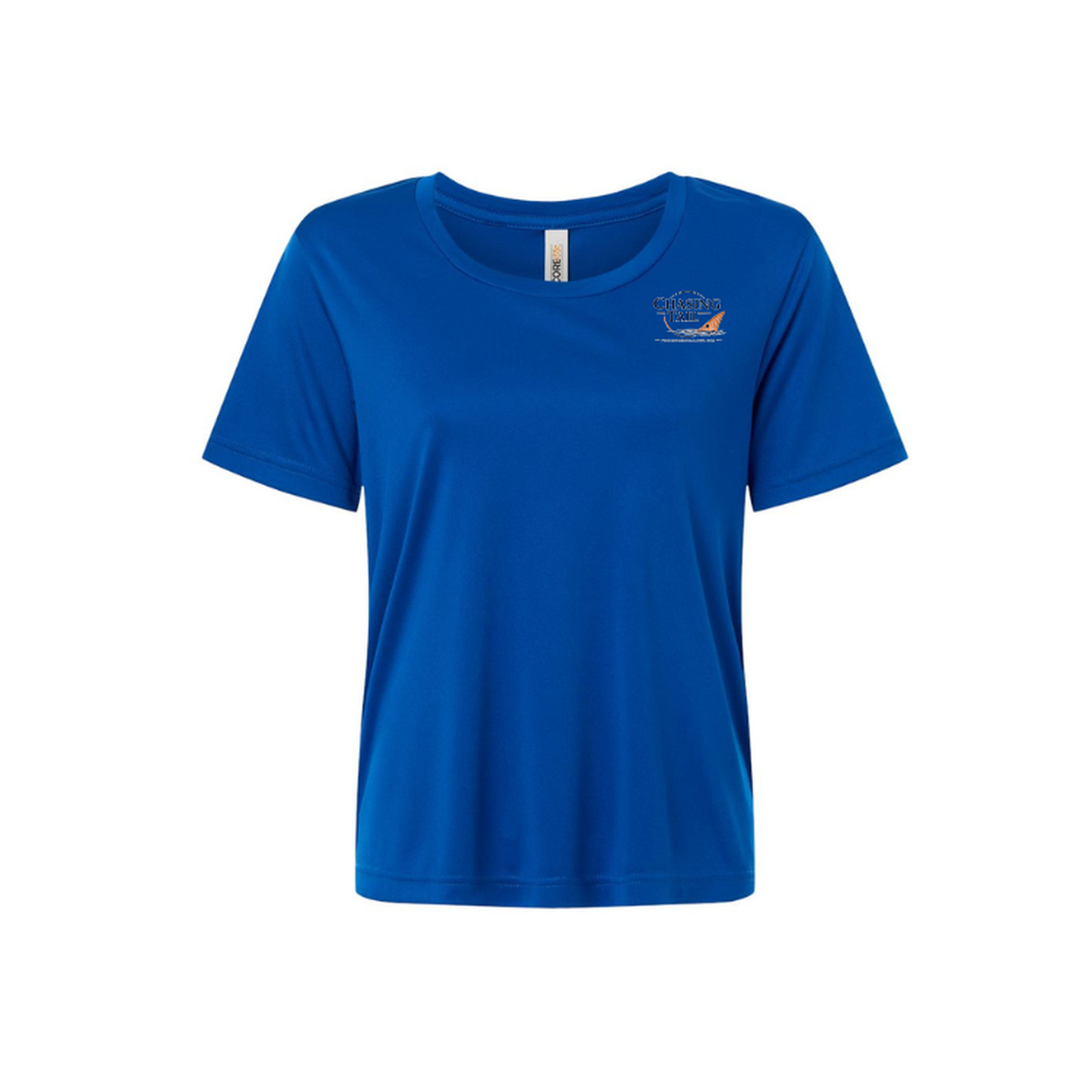 Diving Redfish – Women's Short Sleeve in True Royal - front logo view