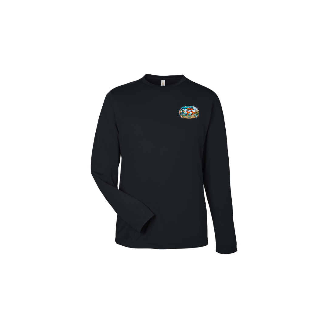 Dad and Son – Youth Long Sleeve in Black - front logo view